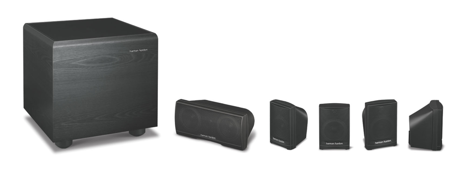 HKTS 6 - Black - 5.1 Home Theater Speaker System (4 Satellites, 1 Center, and a 10 inch 100-Watt Powered Subwoofer) (CEN TS6 / SAT TS6 / SUB TS6) - Hero